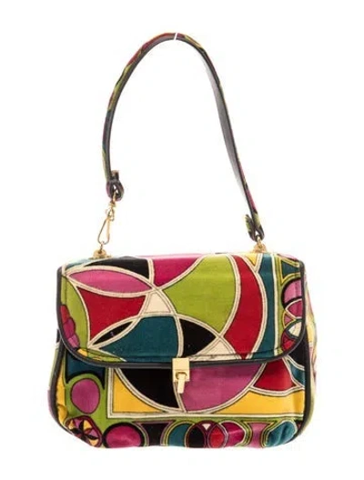 Pre-owned Pucci Velvet Top Handle Bag Vintage In Multicolor