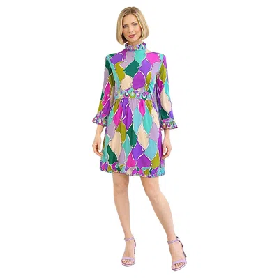Pre-owned Pucci Vintage 1960s Emilio  Silk Jersey Psychedelic Print 60s Dress Saks Fifth In Brown