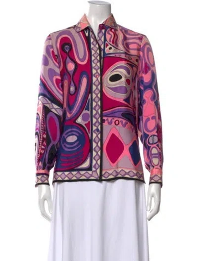 Pre-owned Pucci Vintage 1970's Button-up Top In Pink
