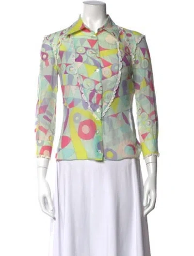 Pre-owned Pucci Vintage 1990's Blouse In Blue