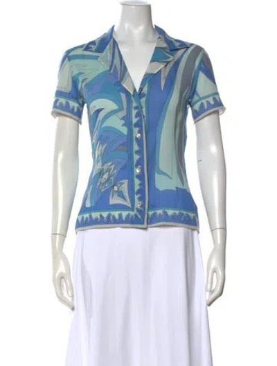 Pre-owned Pucci Vintage 1990's Button-up Top In Blue