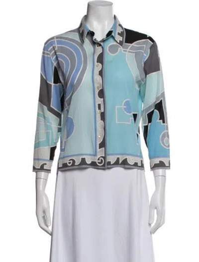 Pre-owned Pucci Vintage 1990's Button-up Top In Blue