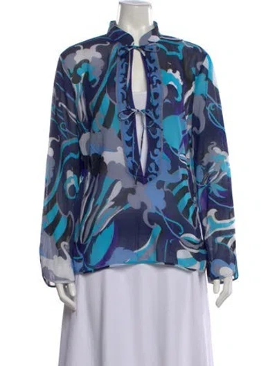 Pre-owned Pucci Vintage 2000's Blouse In Blue