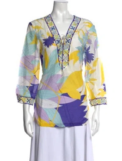 Pre-owned Pucci Vintage 2000's Blouse W/ Tags In Yellow