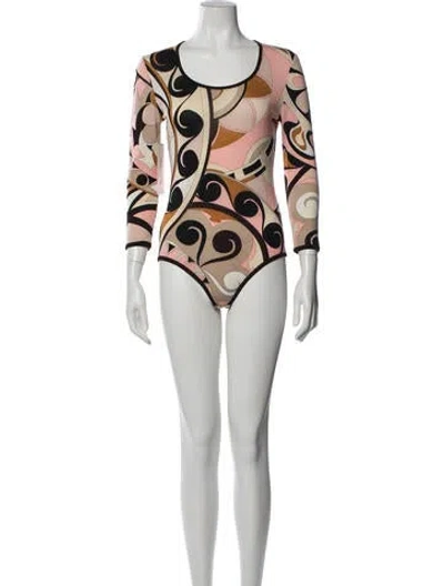Pre-owned Pucci Vintage 2000's Bodysuit In Brown/pink