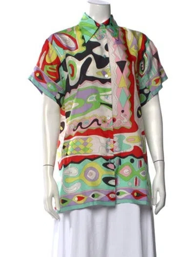 Pre-owned Pucci Vintage 2000's Button-up Top In Blue