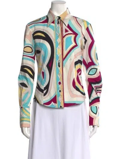 Pre-owned Pucci Vintage 2000's Button-up Top In Blue/purple