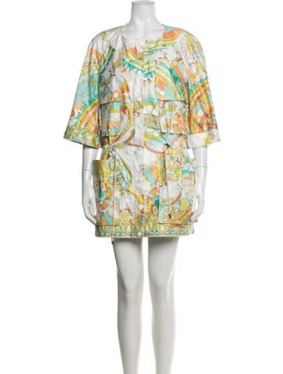 Pre-owned Pucci Vintage 2000's Coat W/ Tags In Blue/yellow