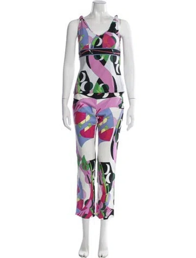 Pre-owned Pucci Vintage 2000's Pant Set In Pink/white