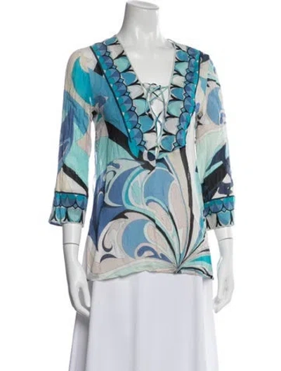 Pre-owned Pucci Vintage 2000's Top In Blue