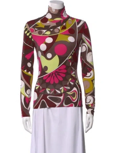 Pre-owned Pucci Vintage 2000's Top In Brown/green/pink