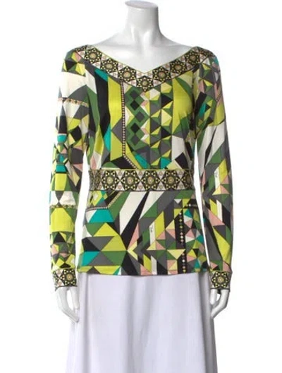 Pre-owned Pucci Vintage 2000's Top In Green