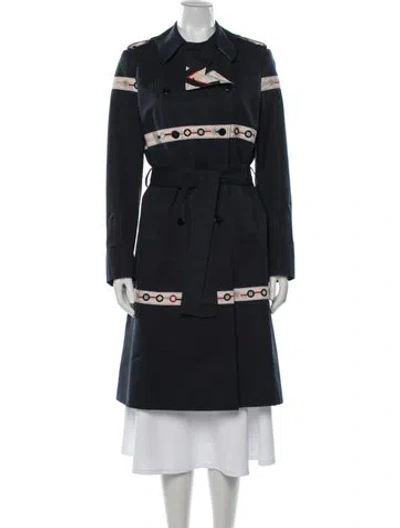 Pre-owned Pucci Vintage 2000's Trench Coat In Blue