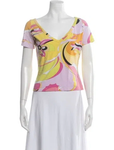 Pre-owned Pucci Vintage 2000's T-shirt In Yellow