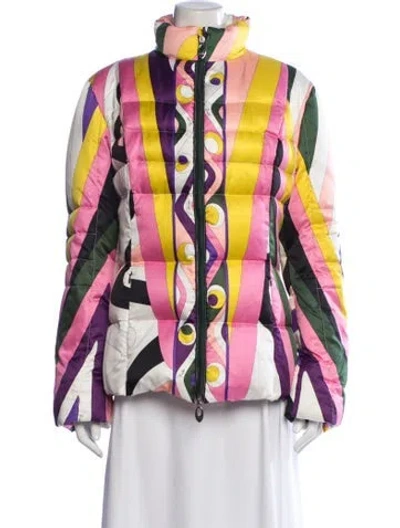 Pre-owned Pucci Vintage 2004 Down Jacket In Pink/white