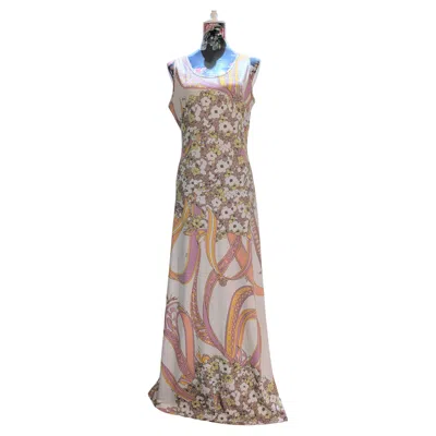 Pre-owned Pucci Vintage Emilio  Pink Pastel Flower Print Long Silk Dress