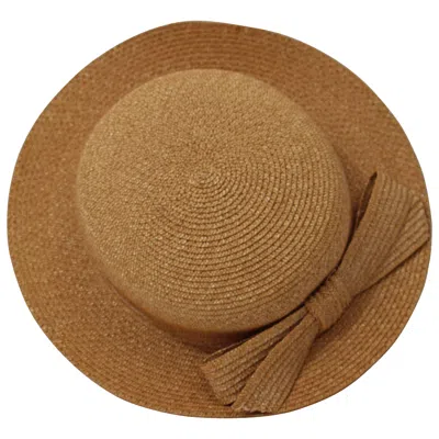 Pre-owned Pucci Vintage Emillio  Woven Straw Tan Hat With Bow In Brown