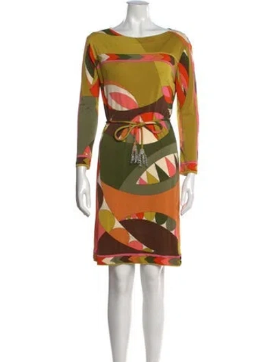 Pre-owned Pucci Vintage Knee-length Dress In Green/orange