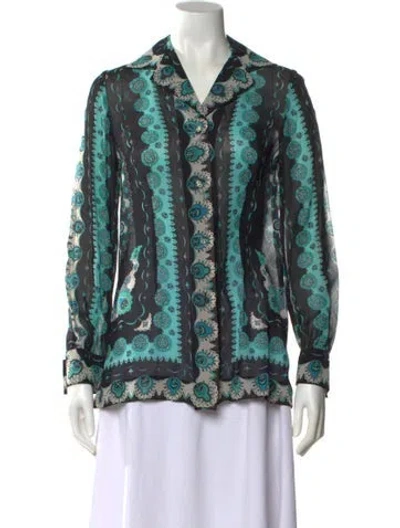 Pre-owned Pucci Vintage Late 1960's - Early 1970's Blouse In Green