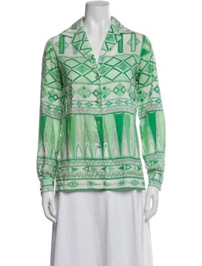 Pre-owned Pucci Vintage Late 1960's - Early 1970's Button-up Top In Green