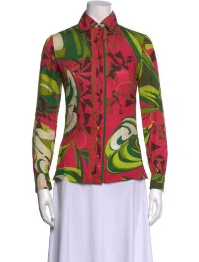 Pre-owned Pucci Vintage Late 1960's - Early 1970's Button-up Top In Green