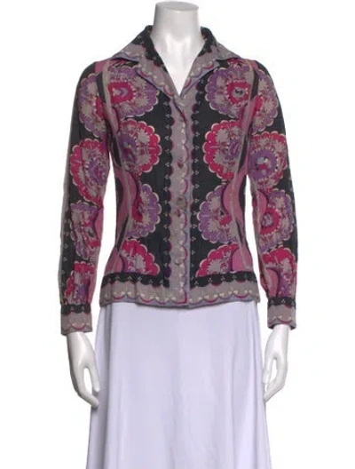 Pre-owned Pucci Vintage Late 1960's - Early 1970's Button-up Top In Multicolor