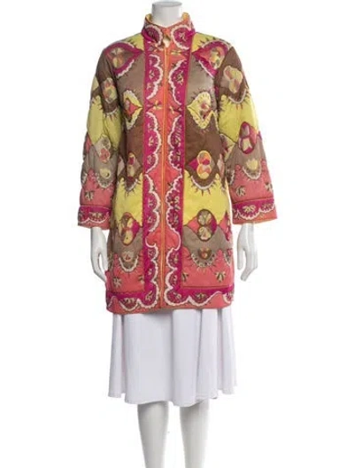 Pre-owned Pucci Vintage Late 1960's - Early 1970's Coat In Green/pink