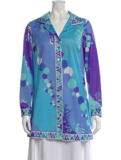 Pre-owned Pucci Vintage Late 1960's - Early 1970's Top In Blue