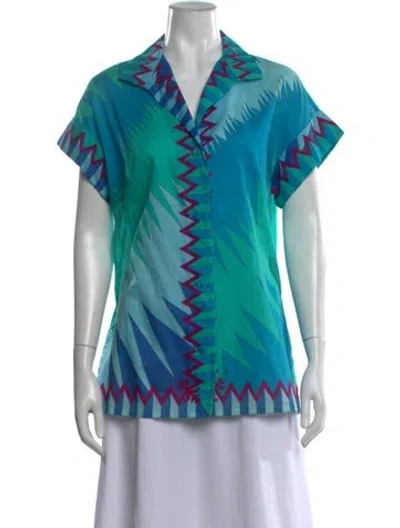 Pre-owned Pucci Vintage Late 1970's - Early 1980's Top In Blue