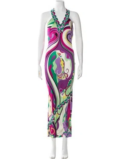 Pre-owned Pucci Vintage Long Dress In Green