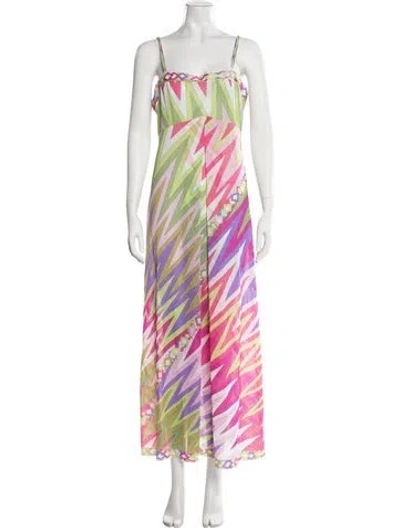 Pre-owned Pucci Vintage Long Dress In Green/pink