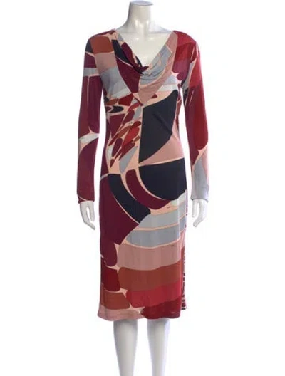 Pre-owned Pucci Vintage Midi Length Dress In Black/burgundy