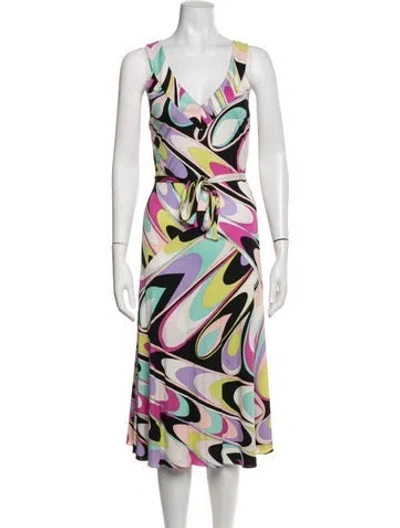 Pre-owned Pucci Vintage Midi Length Dress In Black/pink/purple