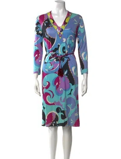 Pre-owned Pucci Vintage Midi Length Dress In Black/purple