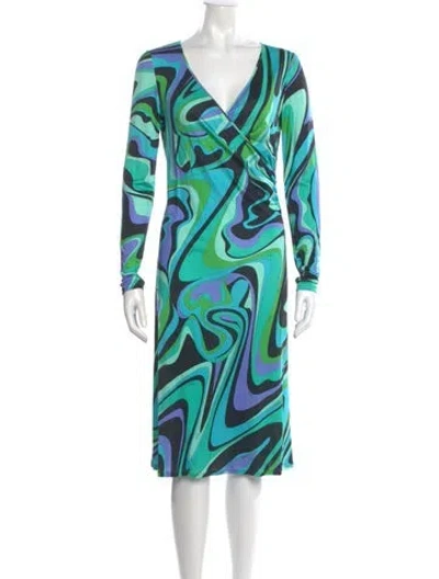 Pre-owned Pucci Vintage Midi Length Dress In Blue