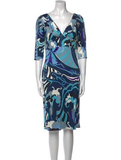 Pre-owned Pucci Vintage Midi Length Dress In Blue