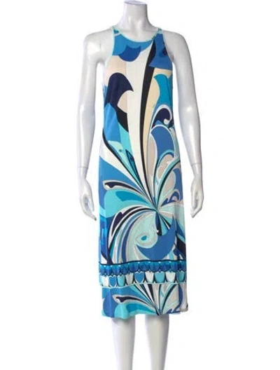Pre-owned Pucci Vintage Midi Length Dress In Blue/white