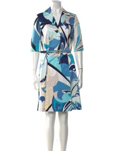 Pre-owned Pucci Vintage Midi Length Dress In Blue/white