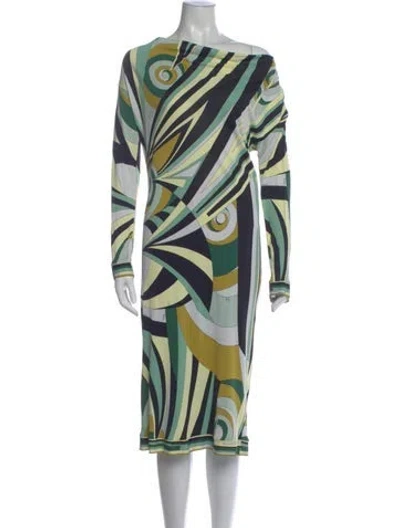 Pre-owned Pucci Vintage Midi Length Dress In Green