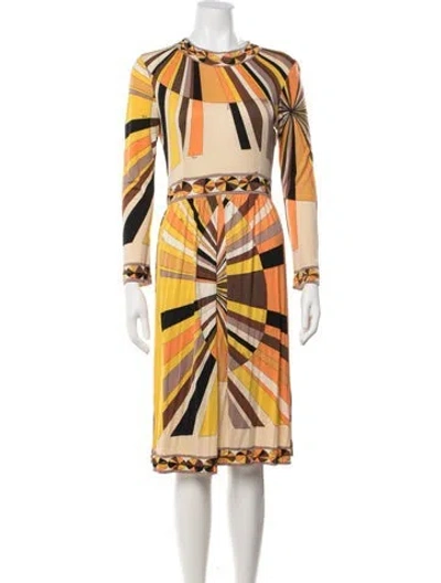 Pre-owned Pucci Vintage Midi Length Dress In Orange