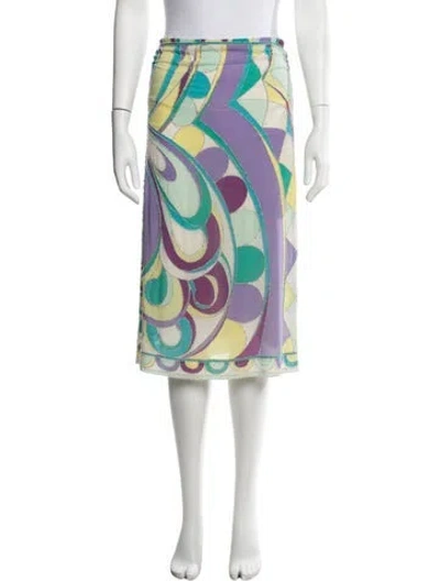 Pre-owned Pucci Vintage Midi Length Skirt In Blue/purple