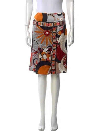 Pre-owned Pucci Vintage Midi Length Skirt In Orange