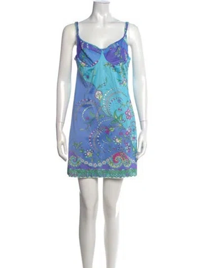 Pre-owned Pucci Vintage Mini Dress In Blue
