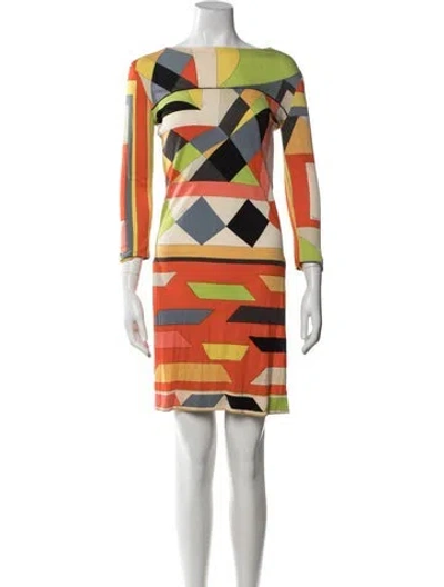 Pre-owned Pucci Vintage Mini Dress In Green/orange