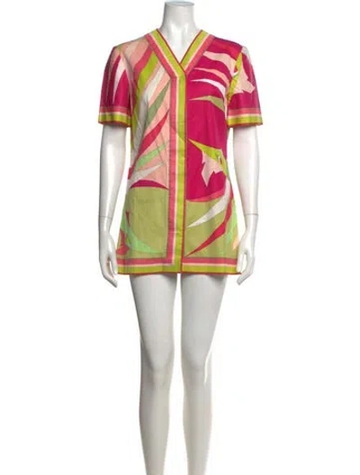 Pre-owned Pucci Vintage Mini Dress In Green/pink