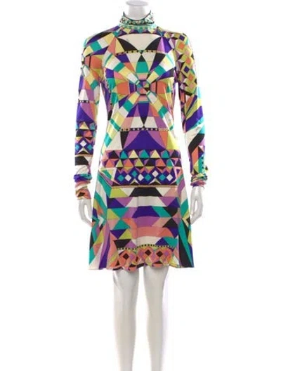 Pre-owned Pucci Vintage Mini Dress In Purple/white