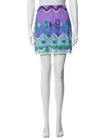 Pre-owned Pucci Vintage Mini Skirt In Blue/white