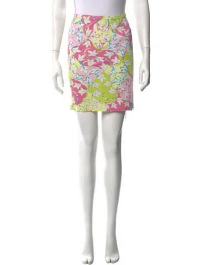 Pre-owned Pucci Vintage Mini Skirt In Green/pink