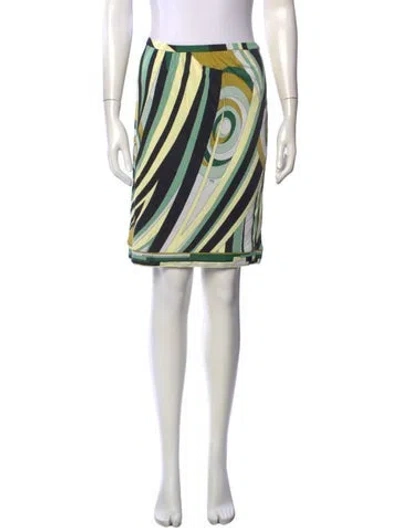 Pre-owned Pucci Vintage Mini Skirt In Green/yellow