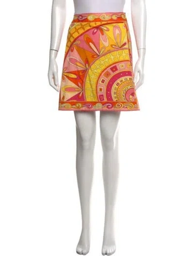 Pre-owned Pucci Vintage Mini Skirt In Pink/yellow